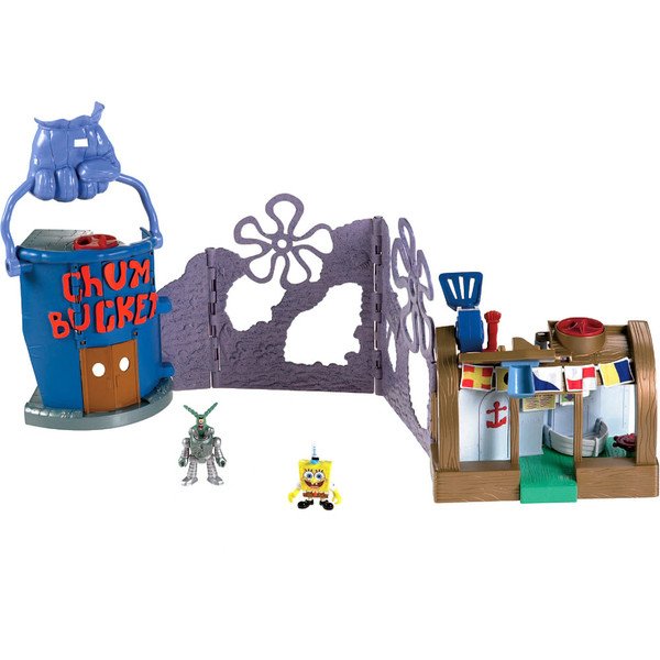 Mattel Imaginext Bob Esponja Lanchonete Siri Cascudo e Balde de Lixo Krusty Krab